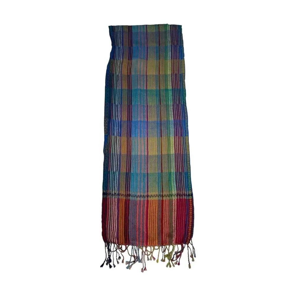 Multicolor Scarf 76” X 13” Rectangular Wool Women Scarve